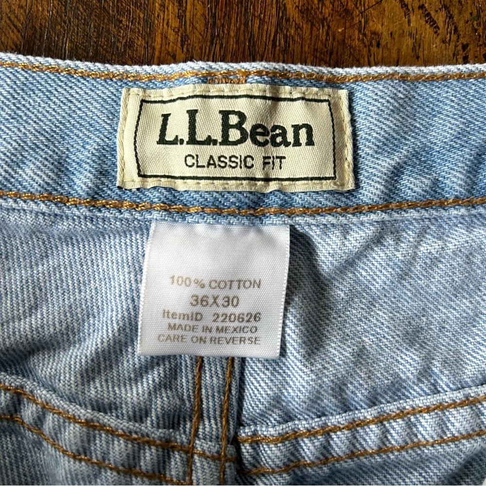 LL Bean Men's Double L Jeans Classic Straight Leg 100% Cotton Blue Jeans 36x30
